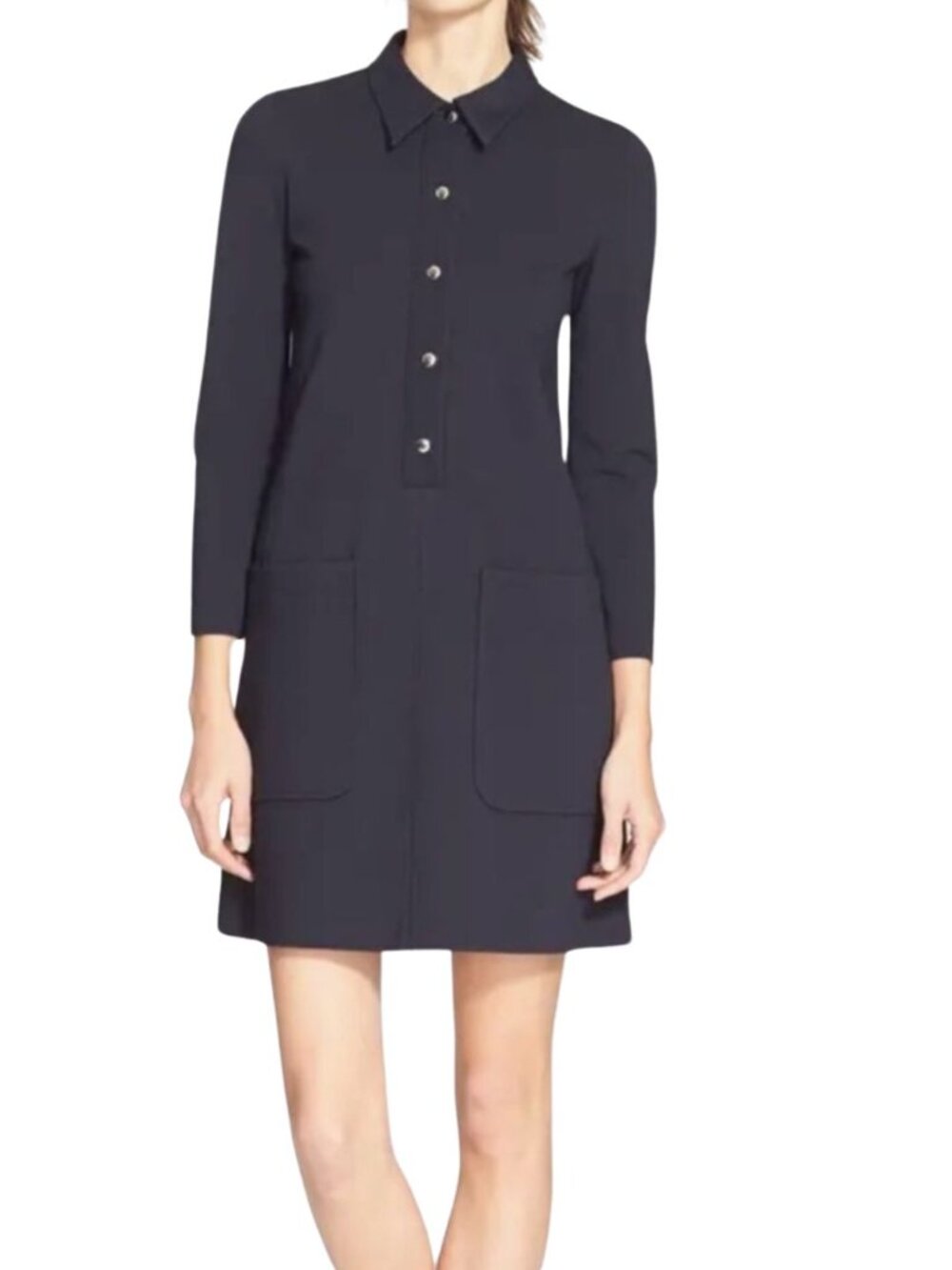 Theory Erimenthia Black Jersey Shirt Dress Sz S Minimalist Preppy
